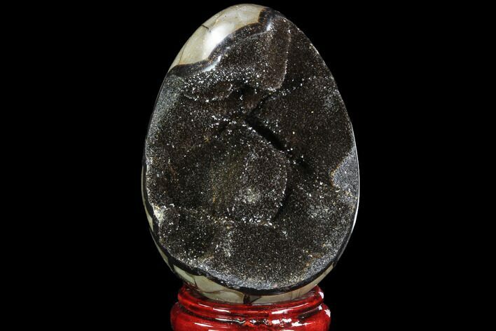 Septarian Dragon Egg Geode - Black Crystals #88527